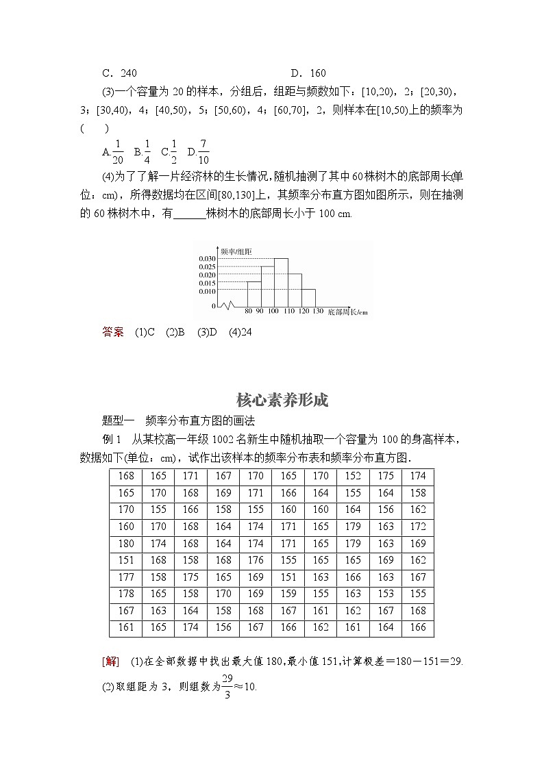 (2019)高中数学必修第二册第九章9.2.1《总体取值规律的估计》学案-人教A版第3页