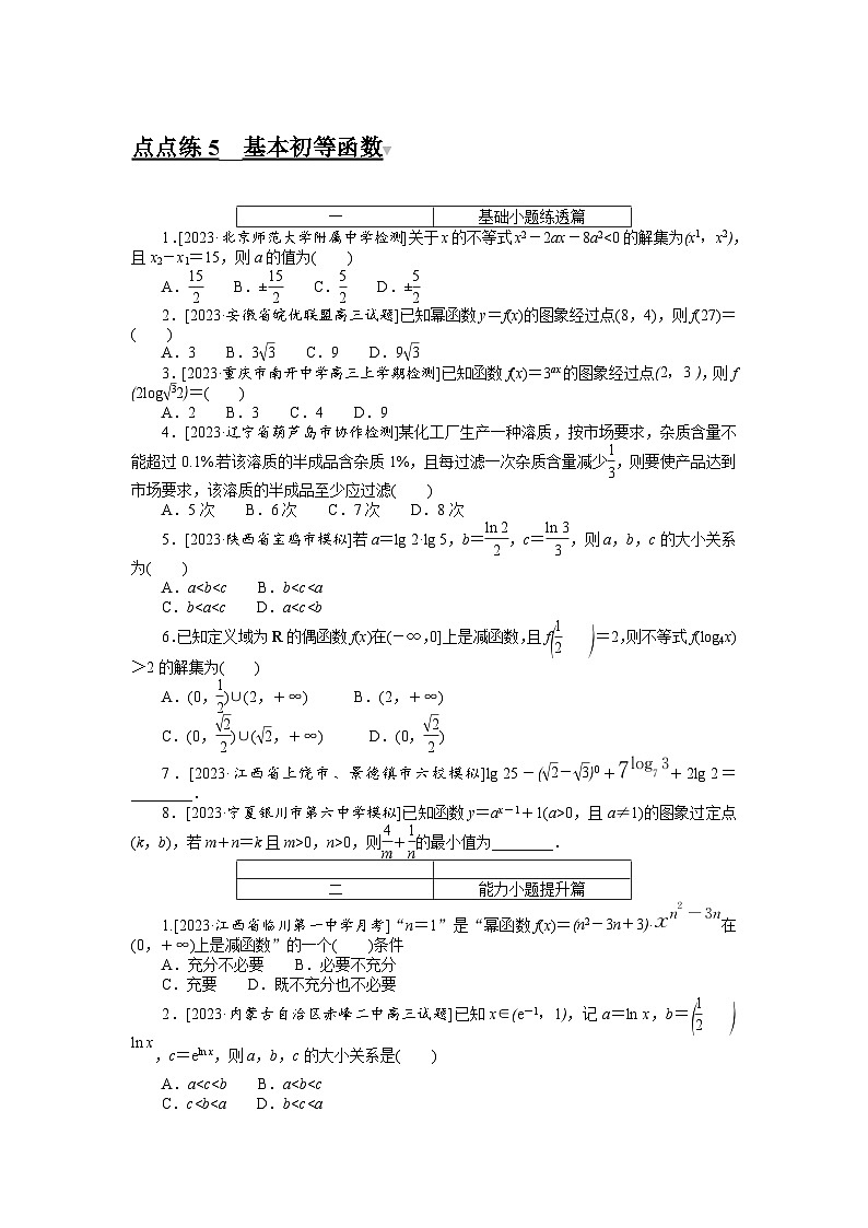 2024年高考数学第一轮复习全程考评特训点点练 5第1页