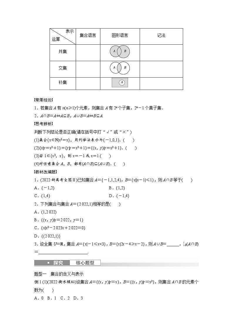 2024年数学高考大一轮复习第一章1.1　集　合 试卷02