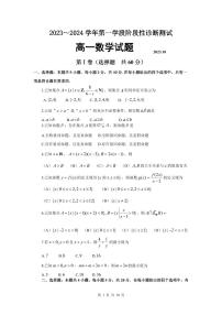山东省青岛市青岛大学附属中学2023-2024学年高一上学期10月阶段性检测数学试卷（月考）