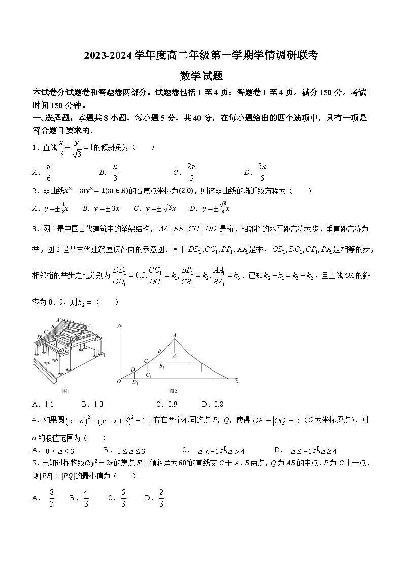 江苏省盐城市盐城一中、大丰中学2023-2024学年高二上学期10月联考数学试题第1页