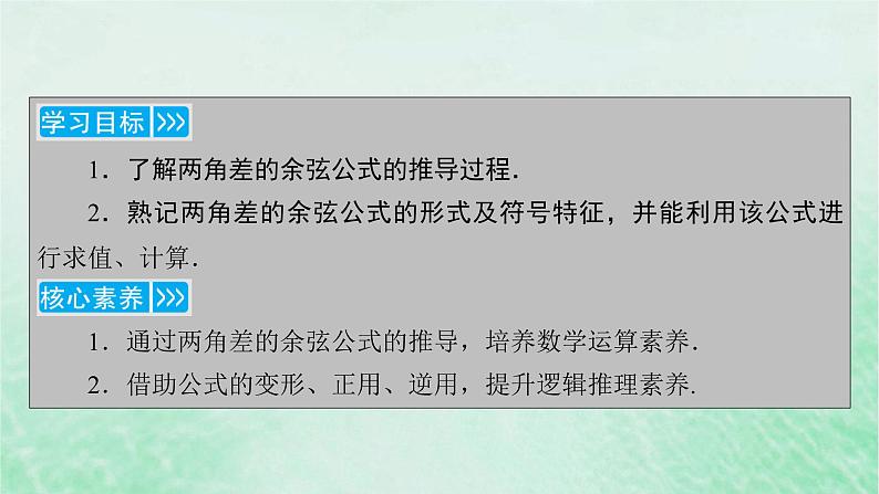 新教材适用2023_2024学年高中数学第5章三角函数5.5三角恒等变换5.5.1两角和与差的正弦余弦和正切公式第1课时两角差的余弦公式课件新人教A版必修第一册第4页