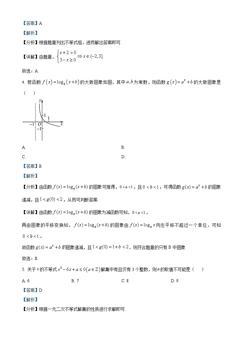 【期中真题】河南省实验中学2022-2023学年高一上学期期中数学试题（解析版）第2页