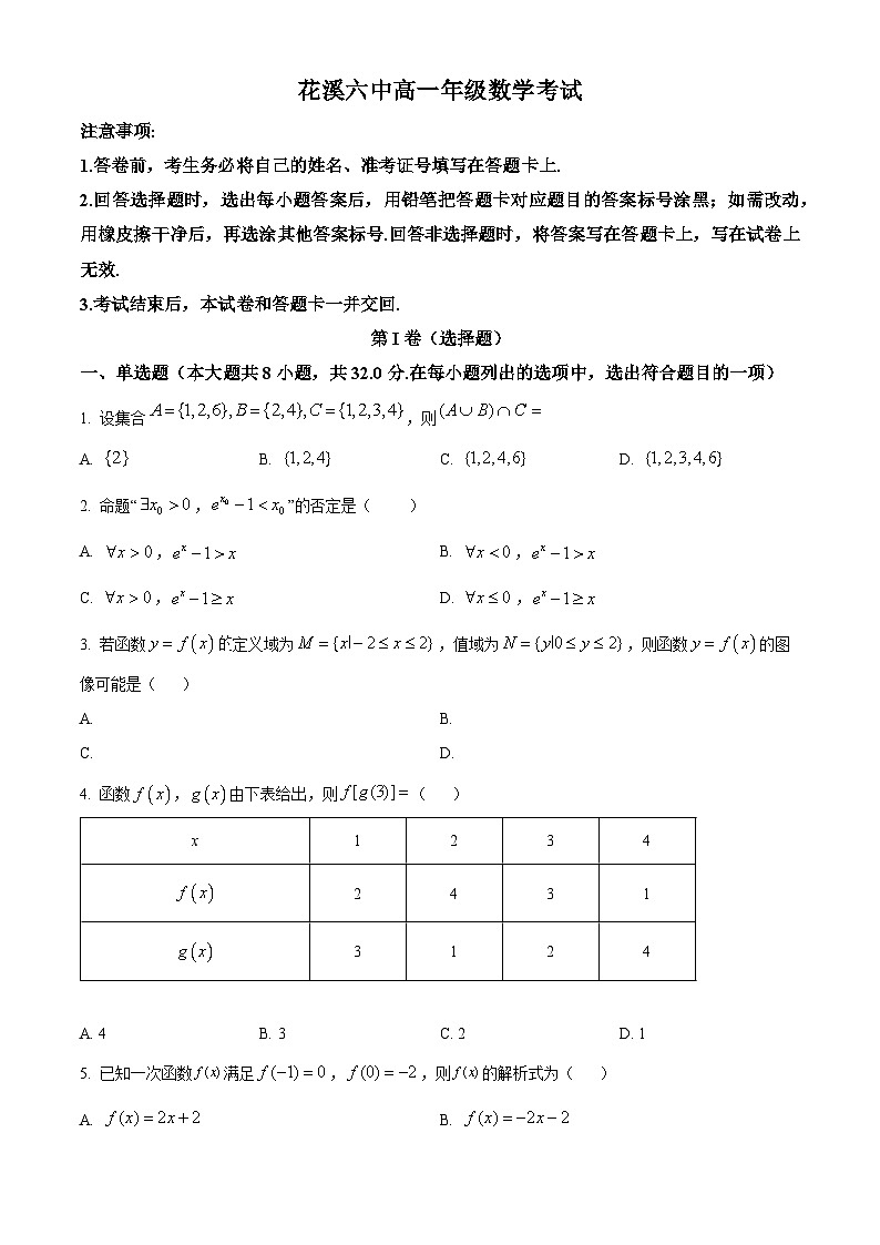 【期中真题】贵州省贵阳市花溪第六中学2022-2023学年高一上学期期中考试数学试题.zip01