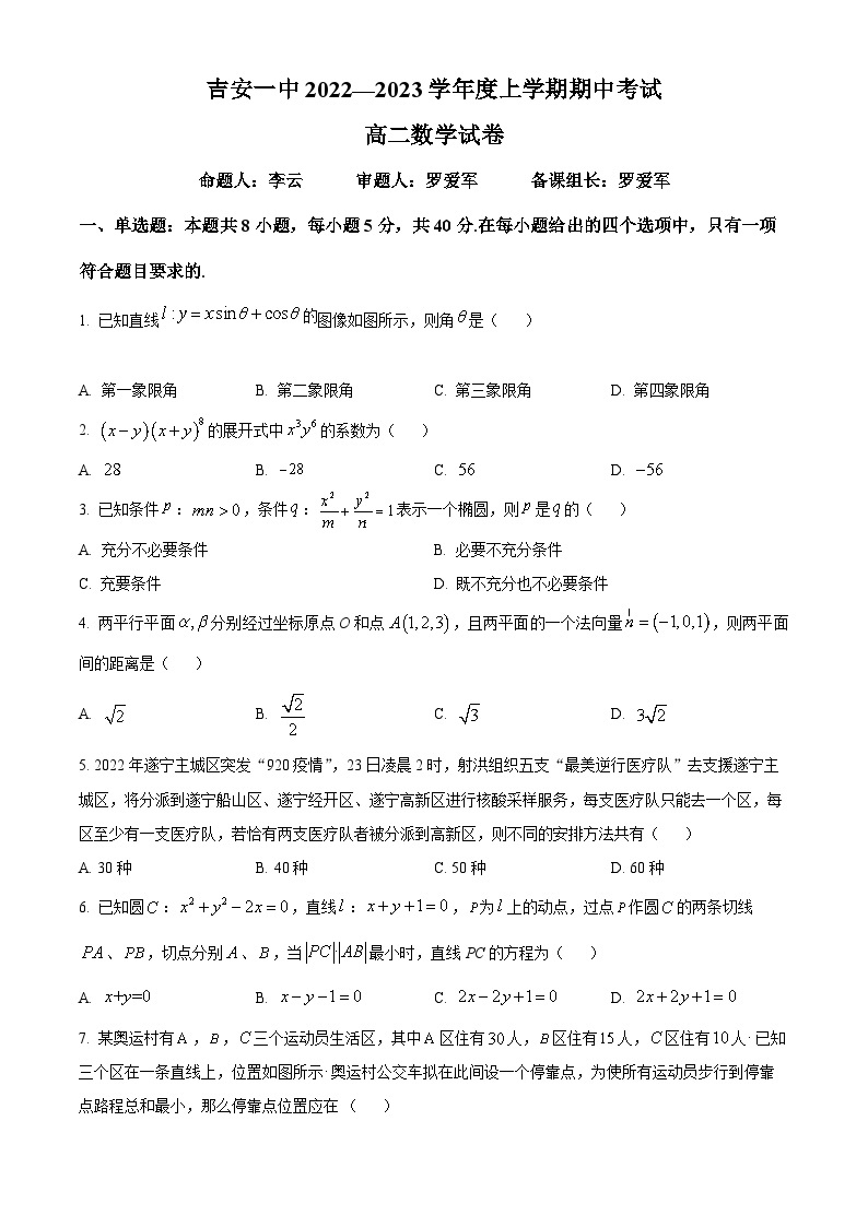 【期中真题】江西省吉安市第一中学2022-2023学年高二上学期期中考试数学试题.zip01