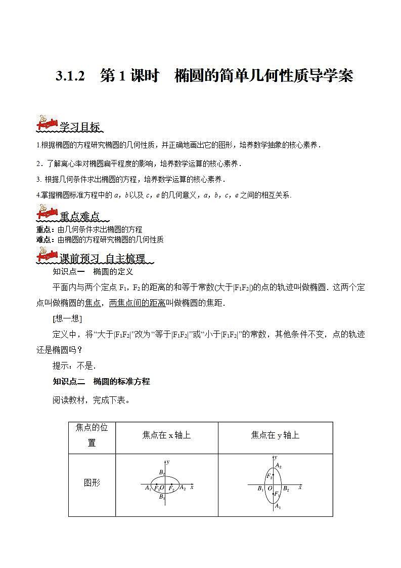 3.1.2椭圆的简单几何性质（第1课时）（课件+教案+导学案+练习）+-高二数学同步备课系列（人教A版2019选择性必修第一册）01