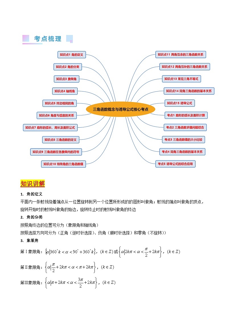 新高考数学二轮复习三角函数提升练习第01讲 三角函数概念与诱导公式（含解析）第2页