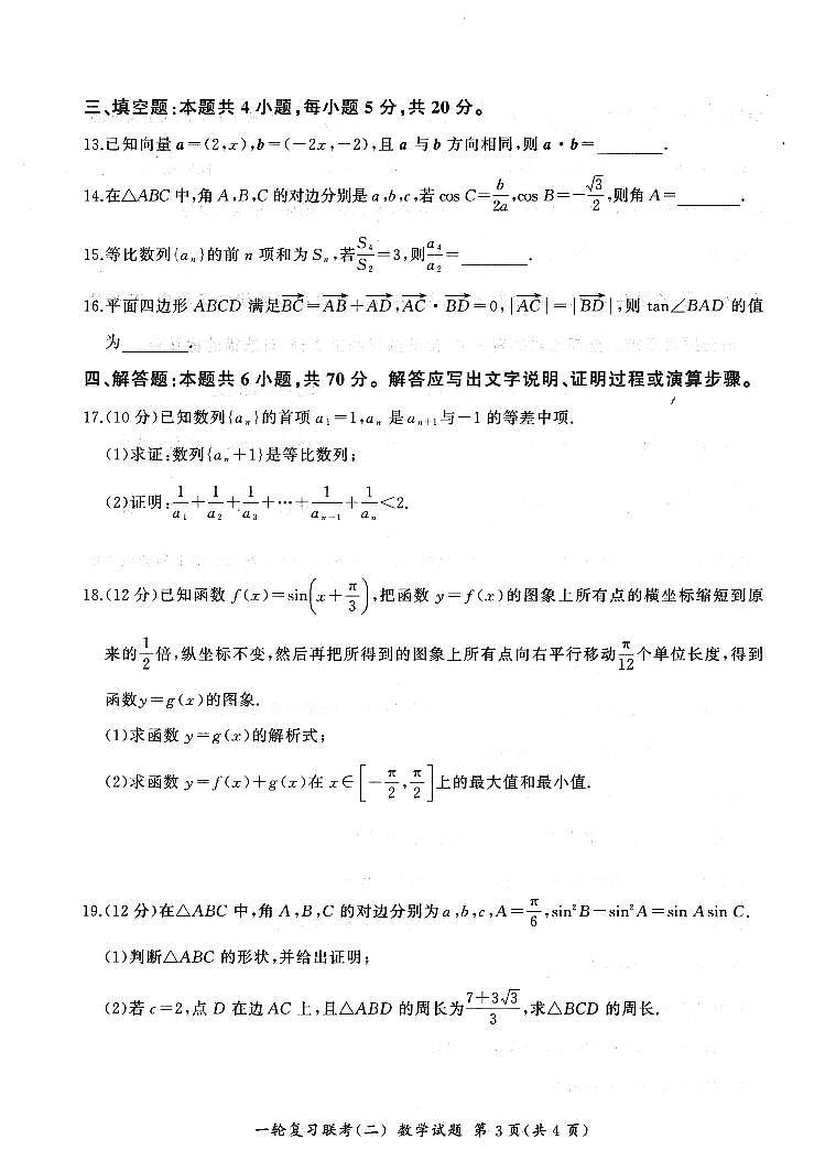 河南省豫北名校2024届高三数学上学期10月一轮复习联考（二）（PDF版附解析） 试卷03