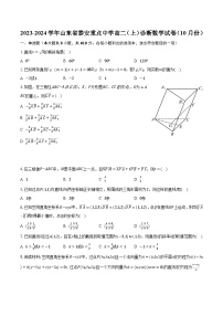 2023-2024学年山东省泰安重点中学高二（上）诊断数学试卷（10月份）（含解析）