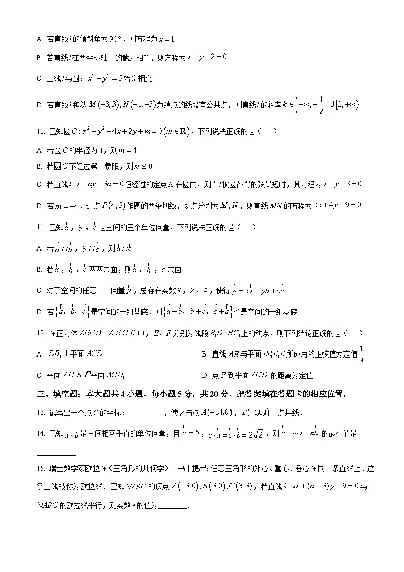 2024枣庄八中高二上学期10月月考试题数学含解析第3页