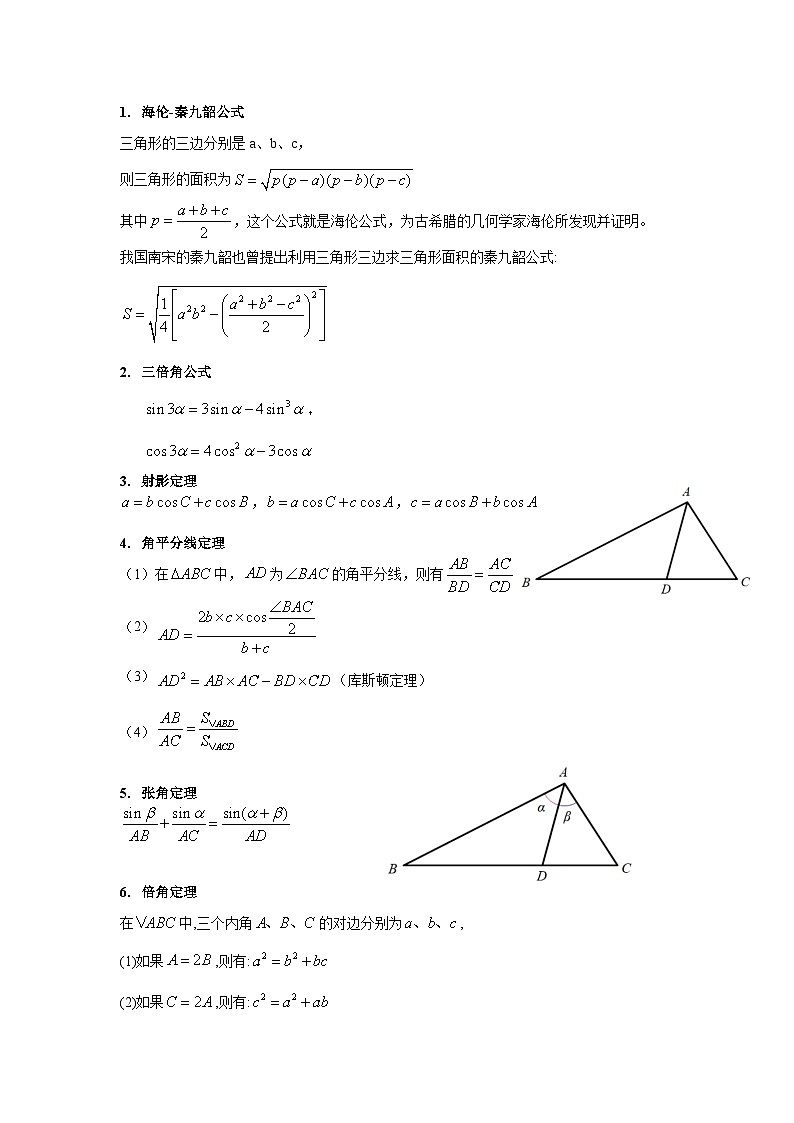 第11讲 解三角形中的相关定理公式综合（高阶拓展）（教师版）第2页
