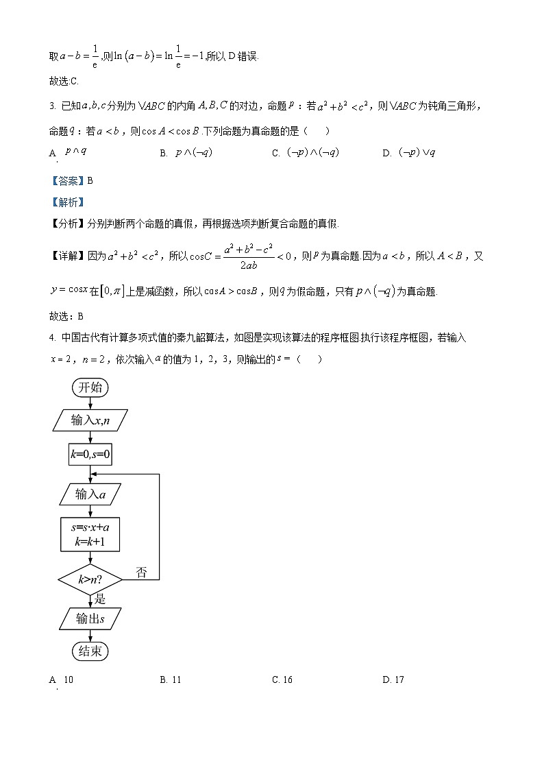 四川省绵阳中学2023-2024学年高三数学（理）上学期一诊模拟（五）试题（Word版附解析）第2页