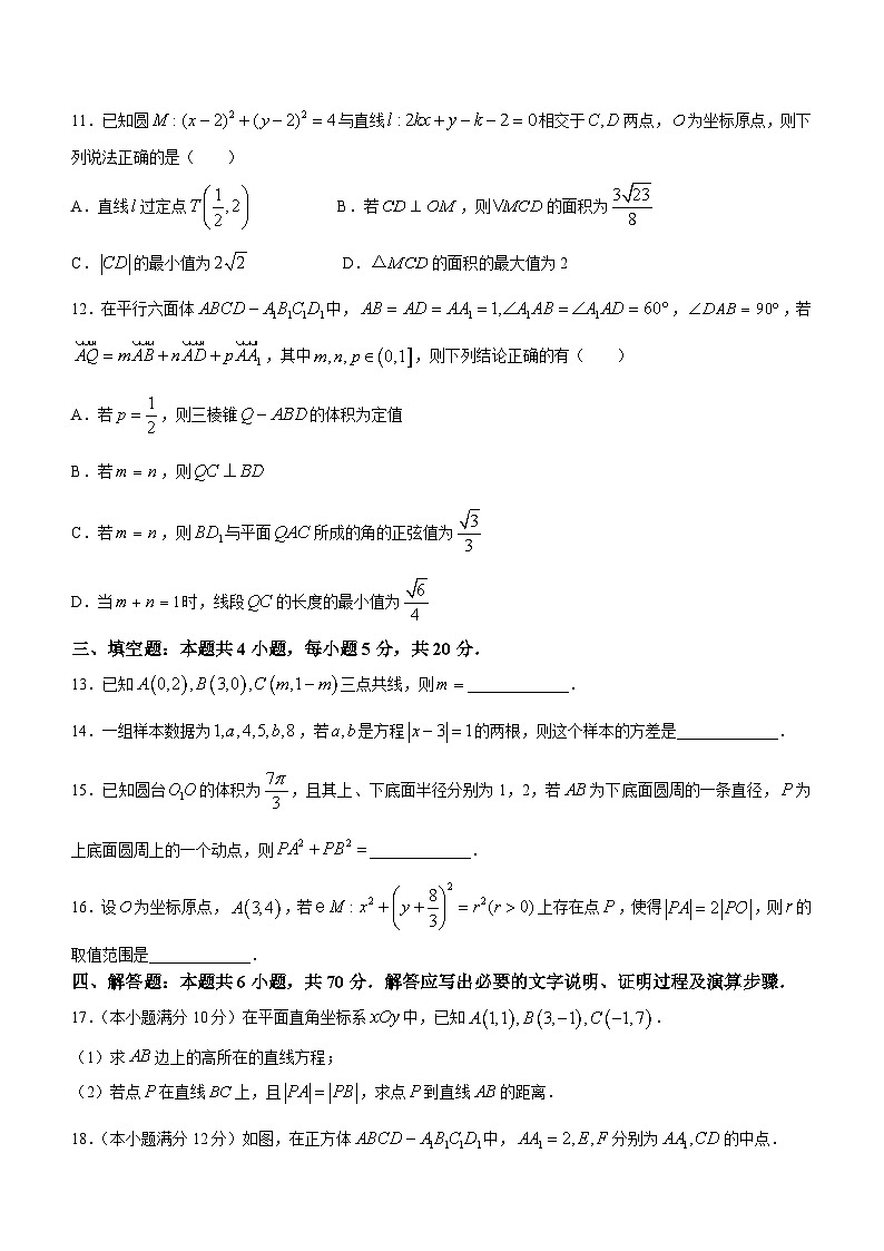 河南省金科·新未来2023-2024学年高二数学上学期期中考试试题（Word版附解析）03