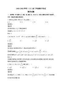 河南省漯河市高级中学2021-2022学年高二上学期期中数学试题（解析版）