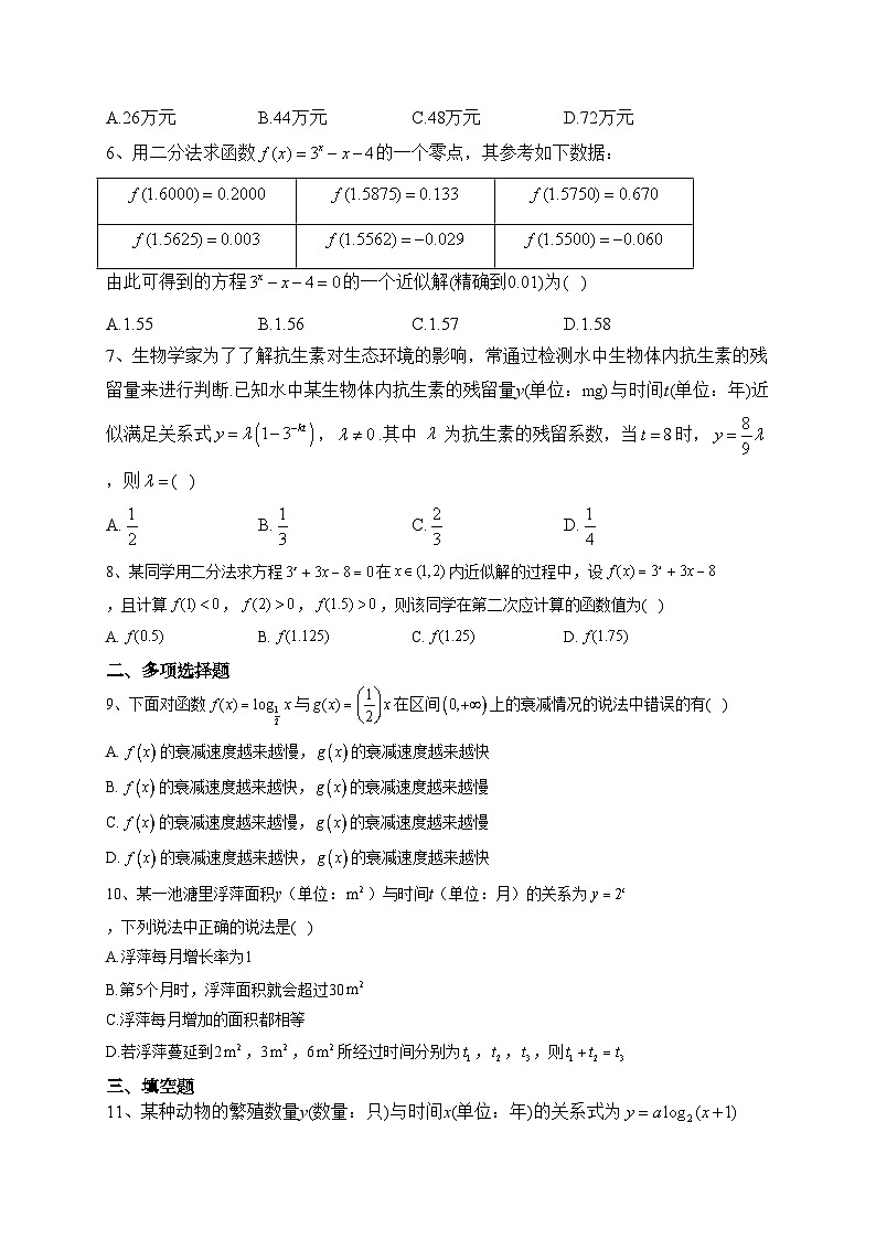 苏教版 （2019）第八章  函数应用 单元测试卷(含答案)第2页