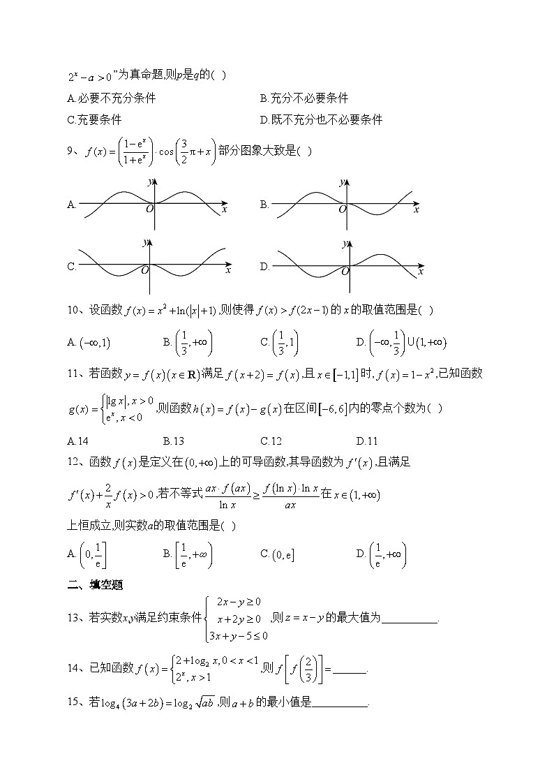 绵阳南山中学实验学校2024届高三上学期9月月考数学（理）试卷(含答案)第2页