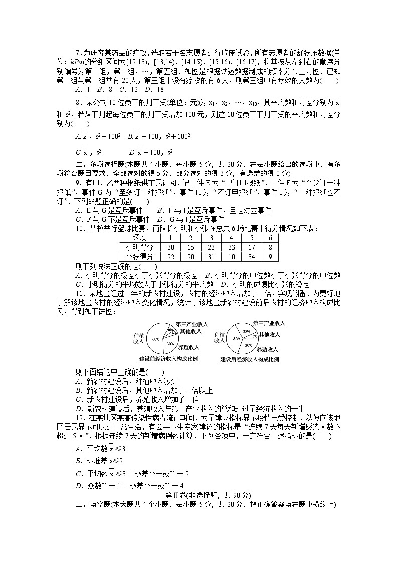 第五章《统计与概率》单元测试卷 人教B版（2019）高中数学必修第二册第2页
