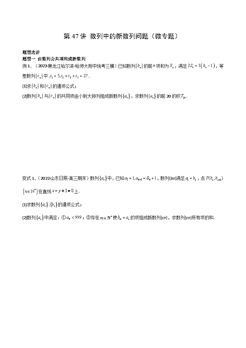 2024年高考数学第一轮复习精品导学案第47讲 数列中的新数列问题（学生版）+教师版01