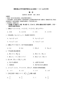 四川省绵阳南山中学实验学校2023-2024学年高一上学期10月月考数学试题