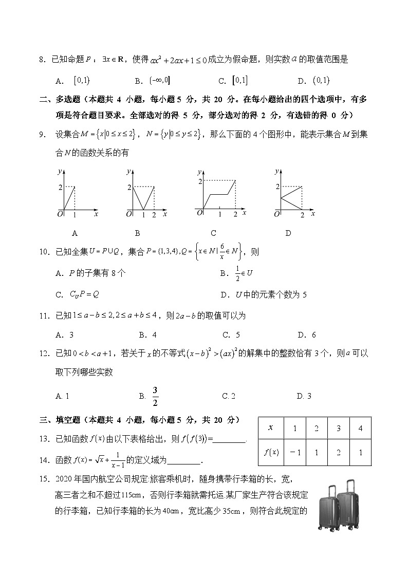 四川省绵阳南山中学实验学校2023-2024学年高一上学期10月月考数学试题第2页