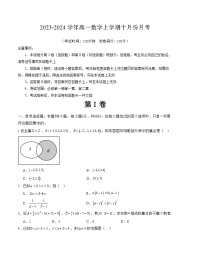 山东省青岛平度市第一中学2023-2024学年高一上学期10月月考数学试题