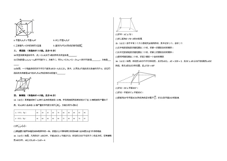 四川省成都市郫都区第四中学2023-2024学年高二上学期10月月考数学试题第2页