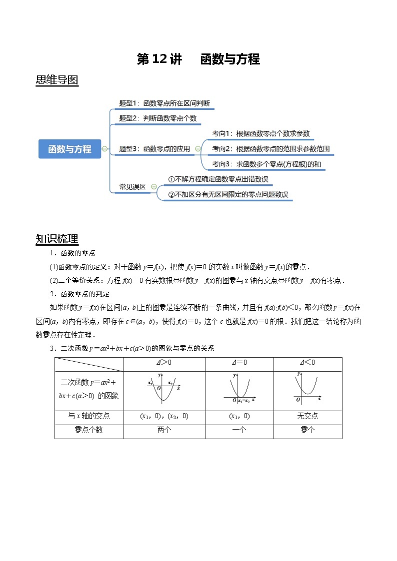 2024年新高考数学一轮复习题型归纳与达标检测第12讲函数与方程（讲）（Word版附解析）第1页