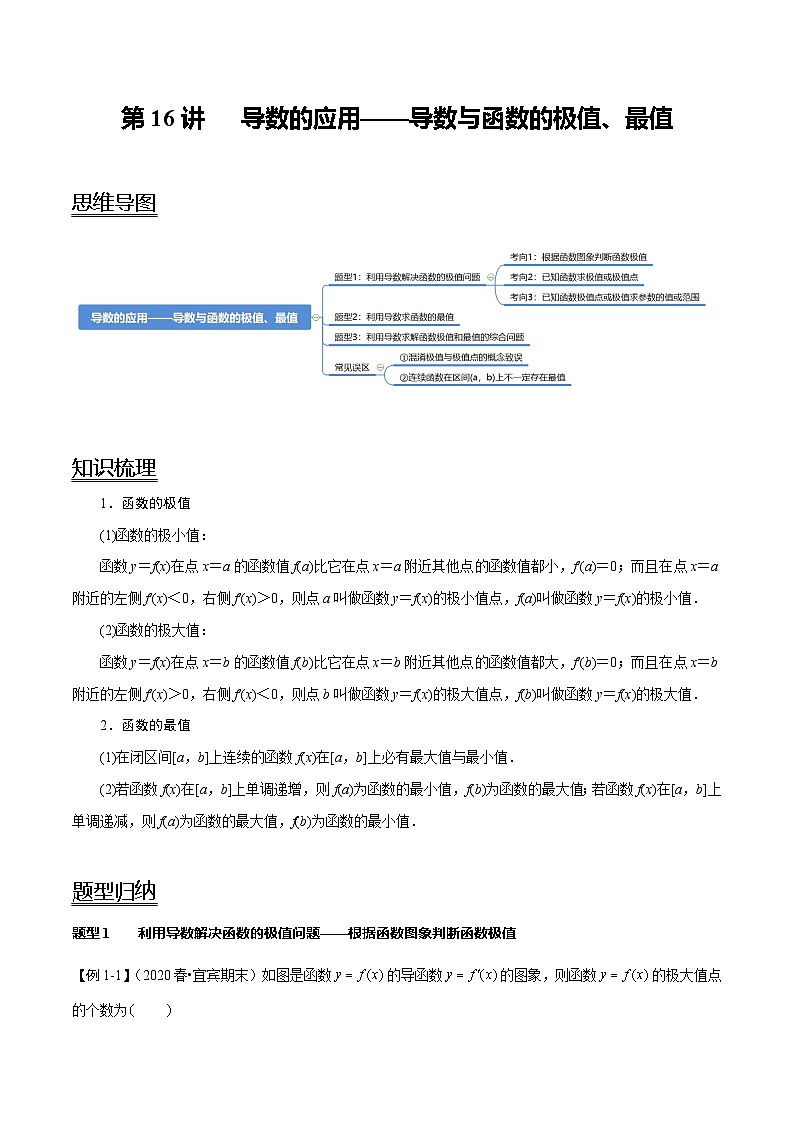 2024年新高考数学一轮复习题型归纳与达标检测第16讲导数的应用——导数与函数的极值、最值（讲）（Word版附解析）01