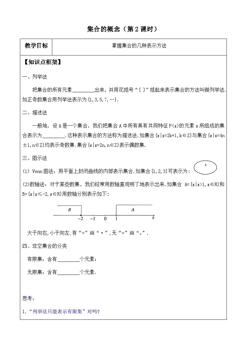 1.1 集合的概念（第2课时）讲义  高中数学人教A版（2019）必修第一册01