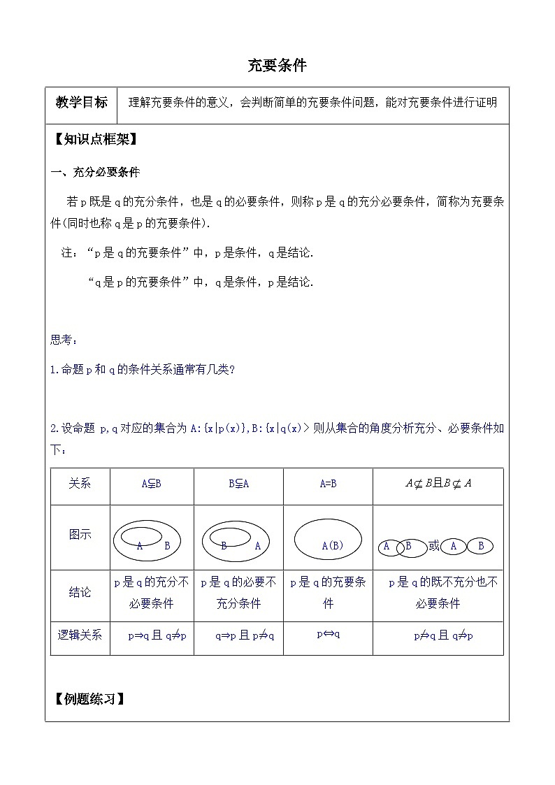 1.4.2 充要条件讲义  高中数学人教A版（2019）必修第一册01