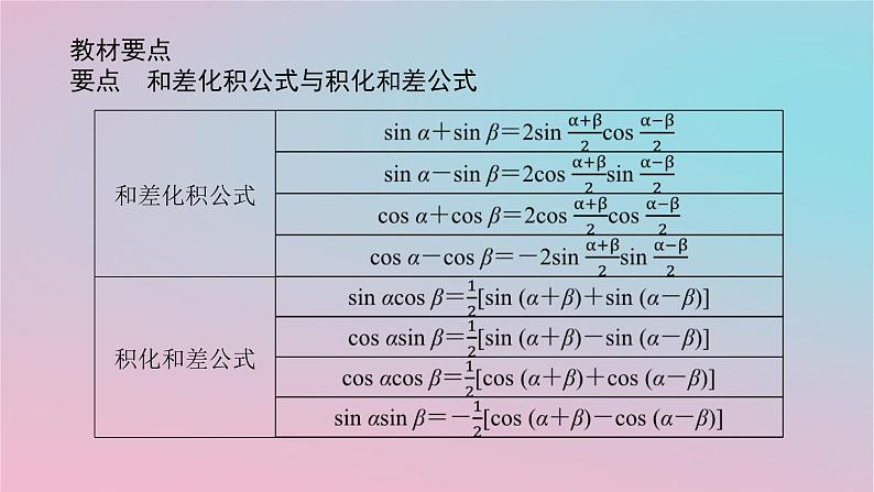 2024版新教材高中数学第二章三角恒等变换2.3简单的三角恒等变换第二课时和差化积与积化和差公式课件湘教版必修第二册04