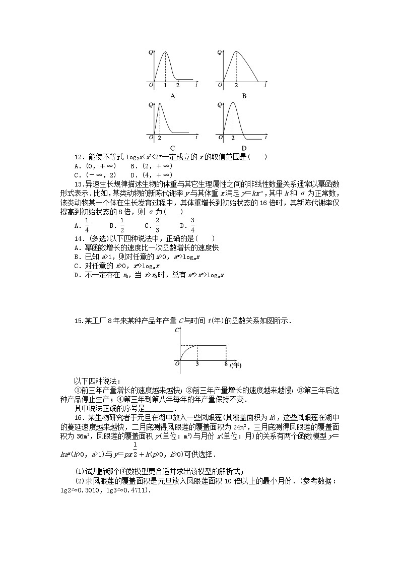 2024版新教材高中数学课时作业41不同函数增长的差异新人教A版必修第一册第3页