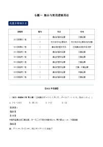 2024年高考数学专题训练专题一 集合与常用逻辑用语（学生版）+解析