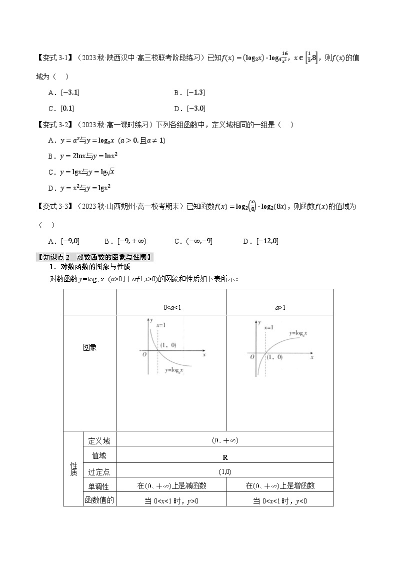 专题4.4 对数函数（举一反三）（人教A版必修第一册）（原卷版）第3页