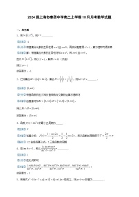 2024届上海市奉贤中学高三上学期10月月考数学试题含答案
