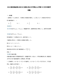 2024届河南省周口市川汇区周口恒大中学高三上学期10月月考数学试题含答案