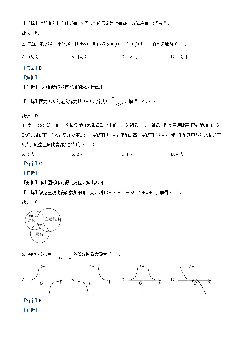 吉林省十一校联考2023-2024学年高一上学期期中考试数学试题（解析版）02