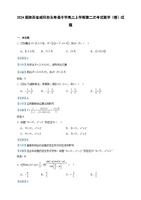 2024届陕西省咸阳市永寿县中学高三上学期第二次考试数学（理）试题含答案