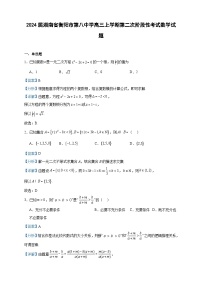 2024届湖南省衡阳市第八中学高三上学期第二次阶段性考试数学试题含答案