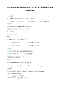 2024届山东省泰安新泰市第一中学（弘文部）高三上学期第一次质量检测数学试题含解析