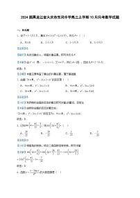 2024届黑龙江省大庆市东风中学高三上学期10月月考数学试题含解析