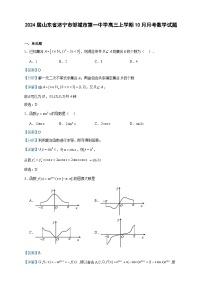 2024届山东省济宁市邹城市第一中学高三上学期10月月考数学试题含解析