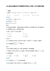 2024届山东省泰安市宁阳县第四中学高三上学期10月月考数学试题含解析
