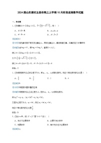2024届山东潍坊五县市高三上学期10月阶段监测数学试题含解析