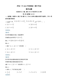 四川省泸州市泸县第一中学2023-2024学年高一上学期期中数学试题（Word版附解析）