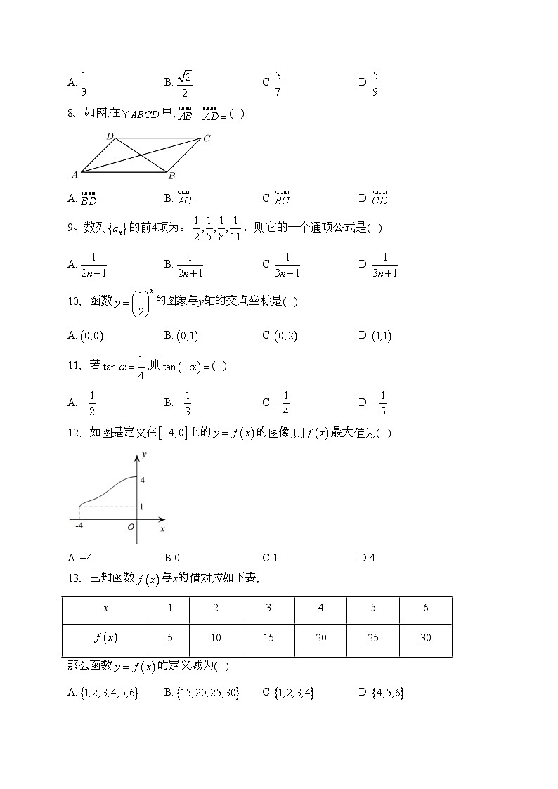 广西普通高中2021-2022学年高二6月学业水平考试数学试卷(含答案)02