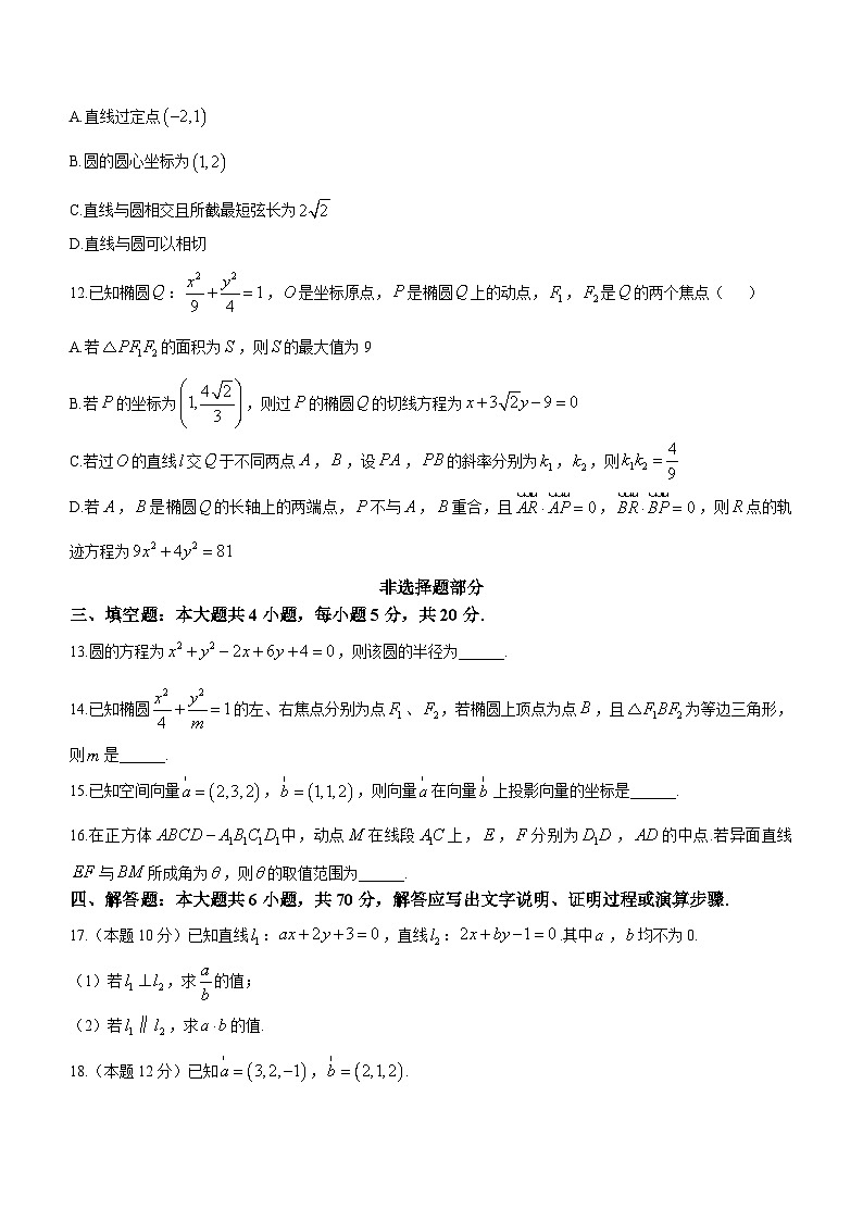 2024嘉兴八校联盟高二上学期期中联考数学试题含答案第3页