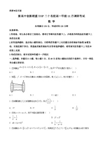 河南省新高中创新联盟TOP二十名校2023-2024学年高一上学期11月调研考试数学（Word版附答案）