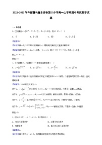 2022-2023学年新疆乌鲁木齐市第八中学高一上学期期中考试数学试题（解析版）