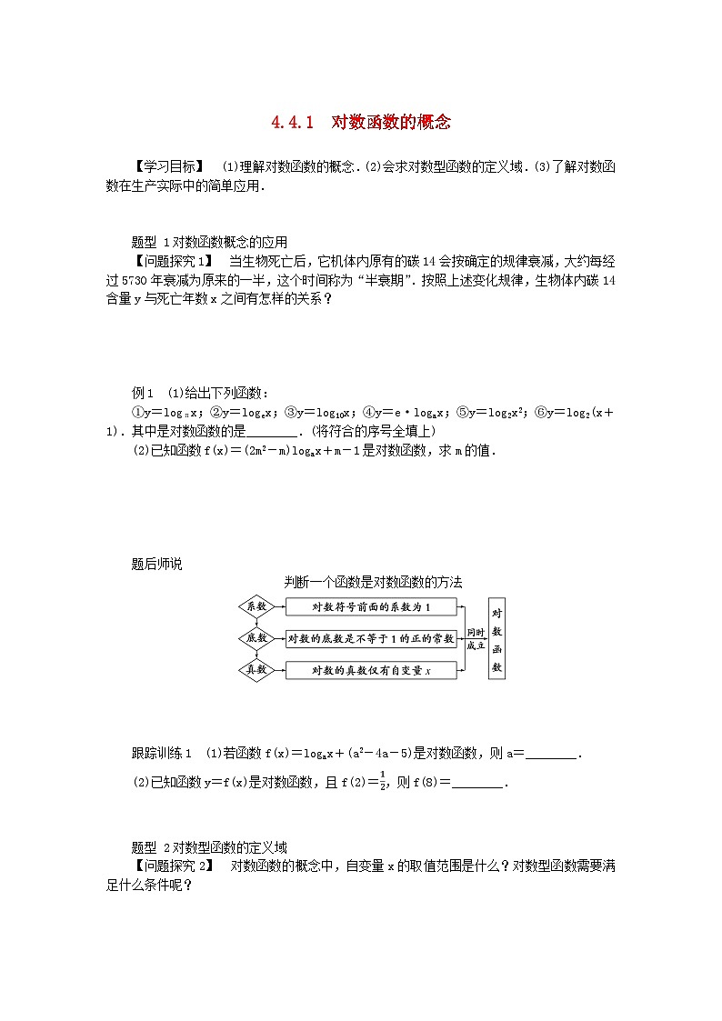 2024版新教材高中数学第四章指数函数与对数函数4.4对数函数4.4.1对数函数的概念导学案新人教A版必修第一册01